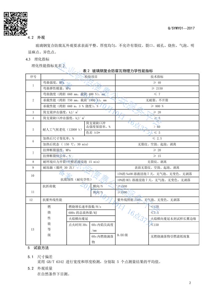 玻璃钢复合瓦企业标准